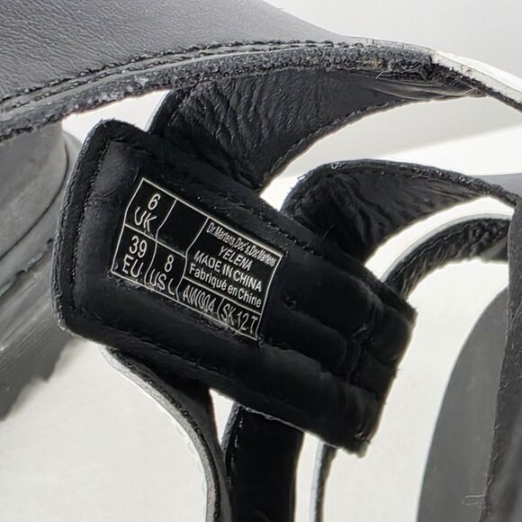 Dr Martens Size 8 Yelena Black White Leather Platform Chunky Strappy Sandals - Picture 9 of 11